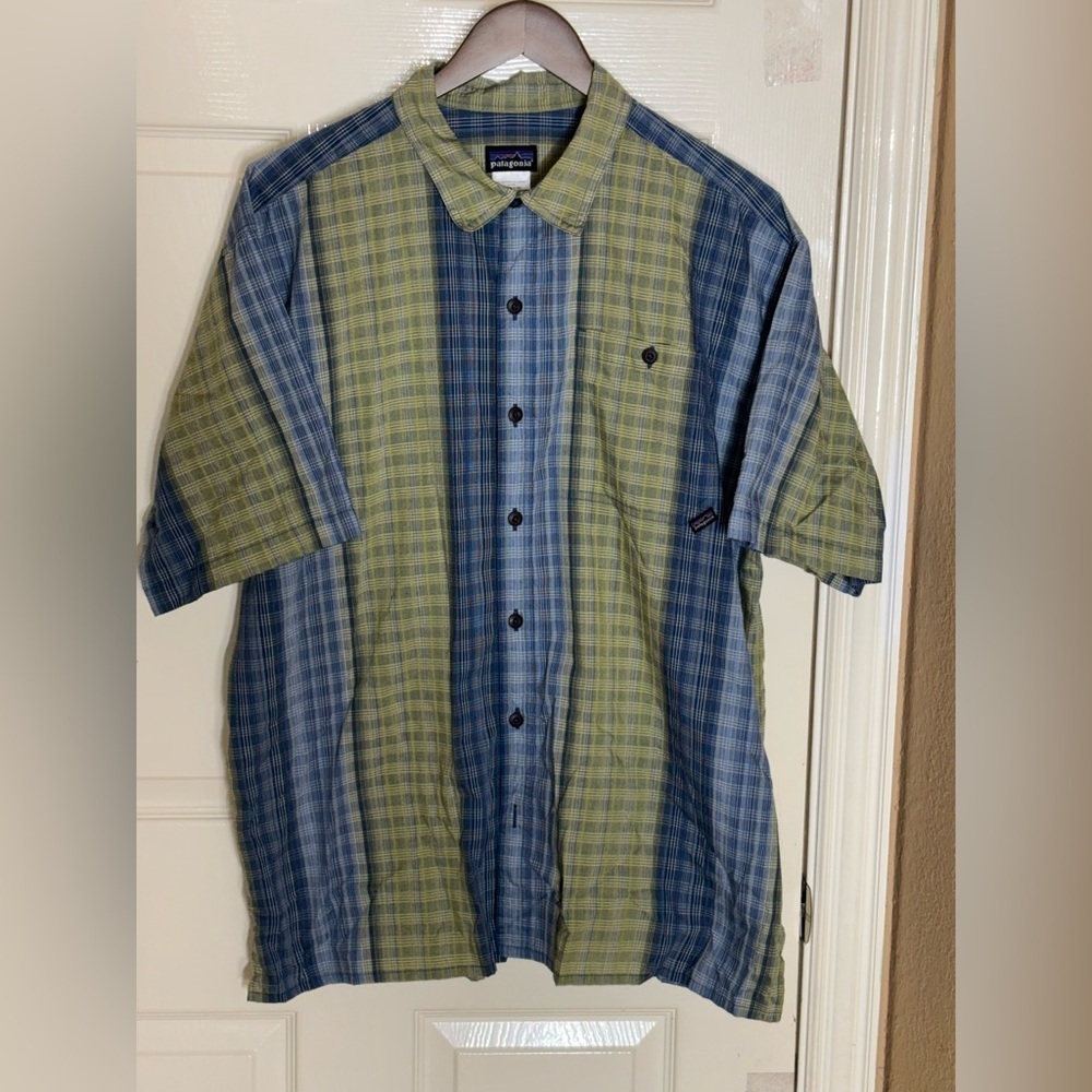 Patagonia Men's Button Front Shirt Short Sleeve Seersucker Striped Plaid Large‌ - Picture 9 of 11